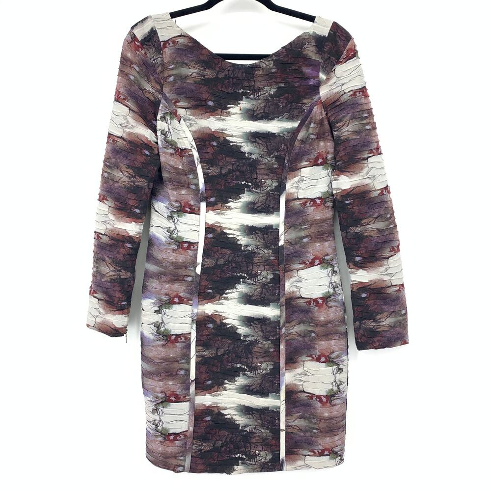 Rebecca Minkoff Long Sleeve Freya Shift Dress Womens Sz 6 Abstract Print